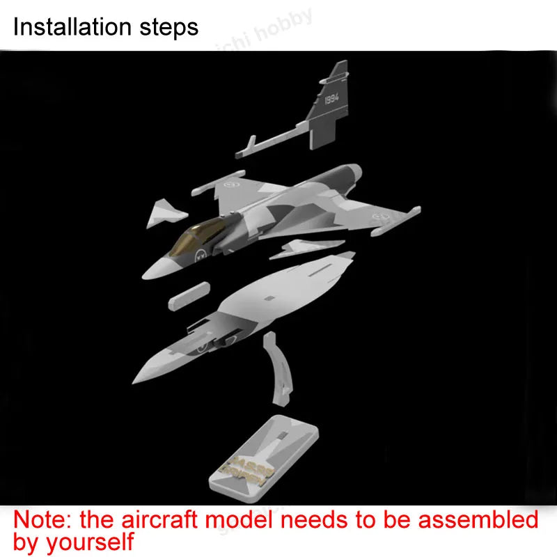 1Set JAS 39 Gripen Light Multipurpose Fighter Aircraft Model Kit 1/76 Scale Fourth-Generation Aircraft Parts for Assembly Hobby