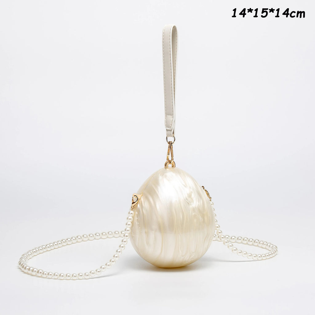 Chic Women Acrylic Cake Bag Cute Pearl Evening Clutch Bag Beading Pearl Purse For Wedding Party Luxury shoulder Handbag Designer