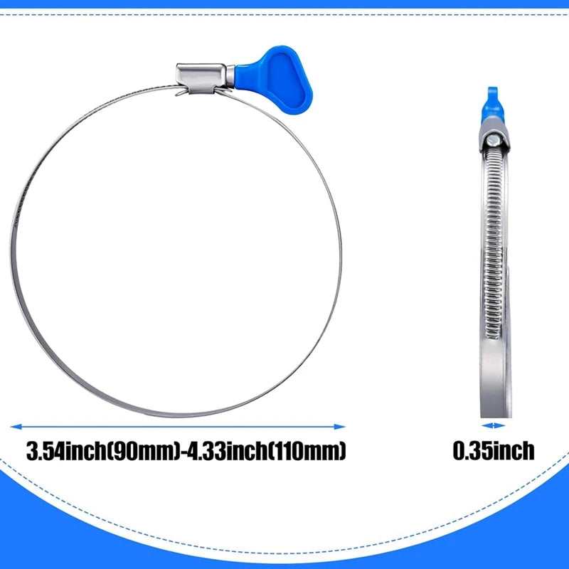 20 Pcs 4 Inch Key Hose Clamp Thumb Screw Key Adjustable Pipe Clamp Stainless Steel Dryer Vent Clamp-A28R