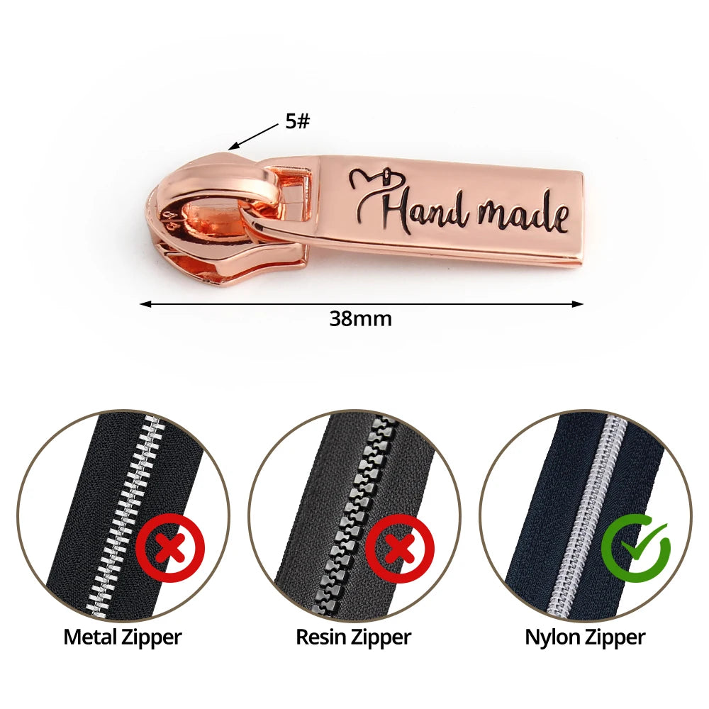 10/30/50/100Pcs 5# Zipper Slider For Nylon Zipper Handmade Zipper Pulls Bag Purse Zip Puller Head DIY Garment Sewing Accessories