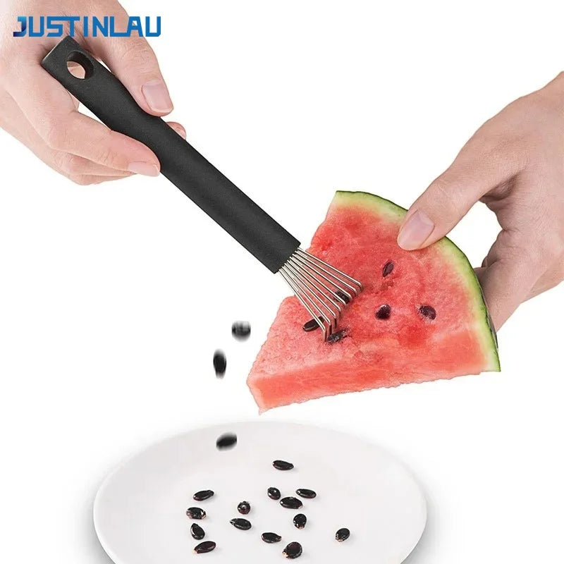 JUSTINLAU Portable Watermelon Seed Remover Stainless Steel Fruit Divider Manual Watermelon Seeding Fruit Digging Kitchen Gadget
