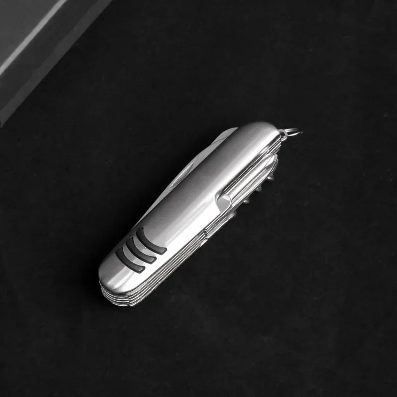 Multifunctional Pocket Knife Tool, Stainless Steel Folding Knife 11 in 1 for Camping Outdoors, Hiking, Eoc Portable Multitool