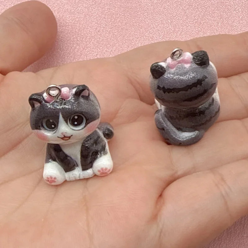 10pcs 3D Beach Kitten Cartoon Handmade DIY Accessories Cream Gel Resin Small Accessories Material Pack