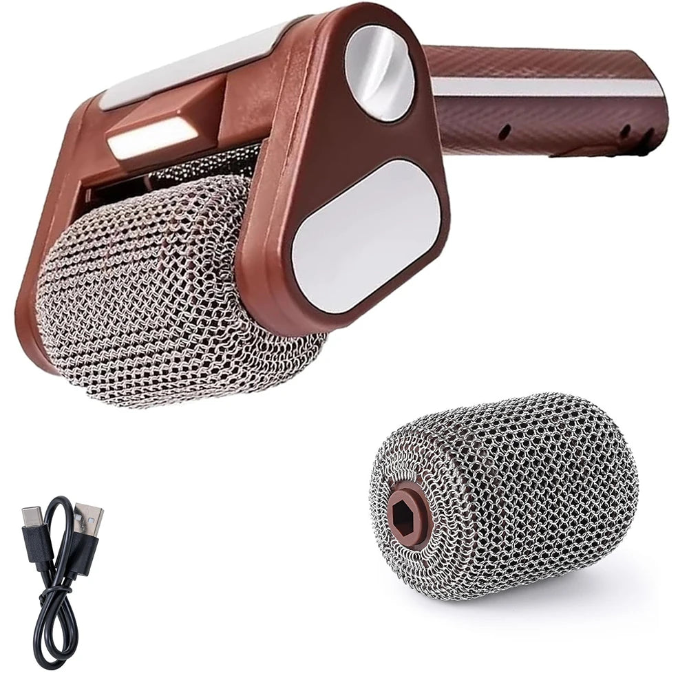 Electric Stainless Steel Grill Brush,Rechargeable Roller Type BBQ Grill Cleaner with LED Light,Outdoor Camping BBQ Cleaning Tool