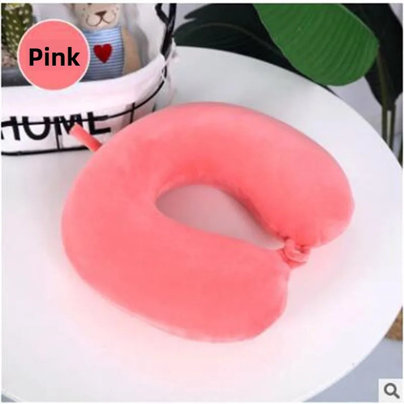 Memory Foam U-aped Ne Pillow Travel Pillow Office Nap Support Stretchable Foldable Children's Plant Floral Patterned Pillow