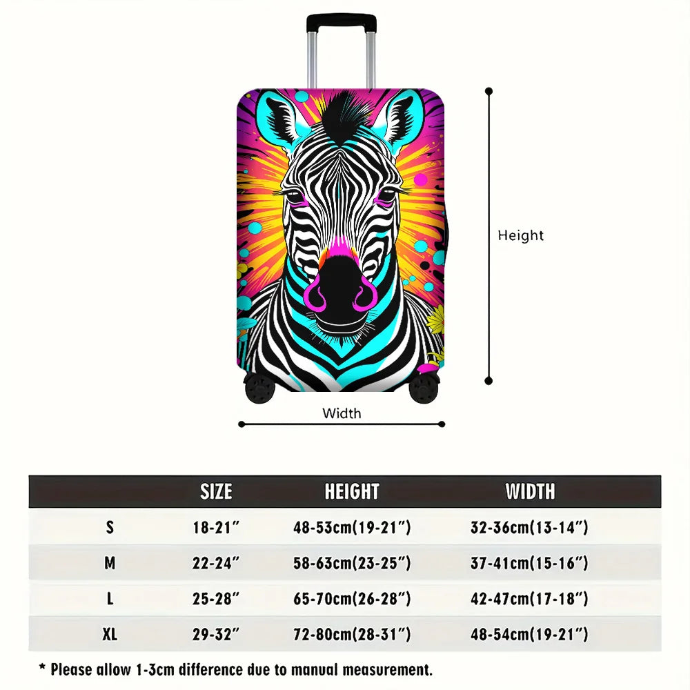 1PC Zebra Pop Art Luggage Cover for luggage sizes 18 – 32 inches; dust and elastic travel accessories to protect your luggage