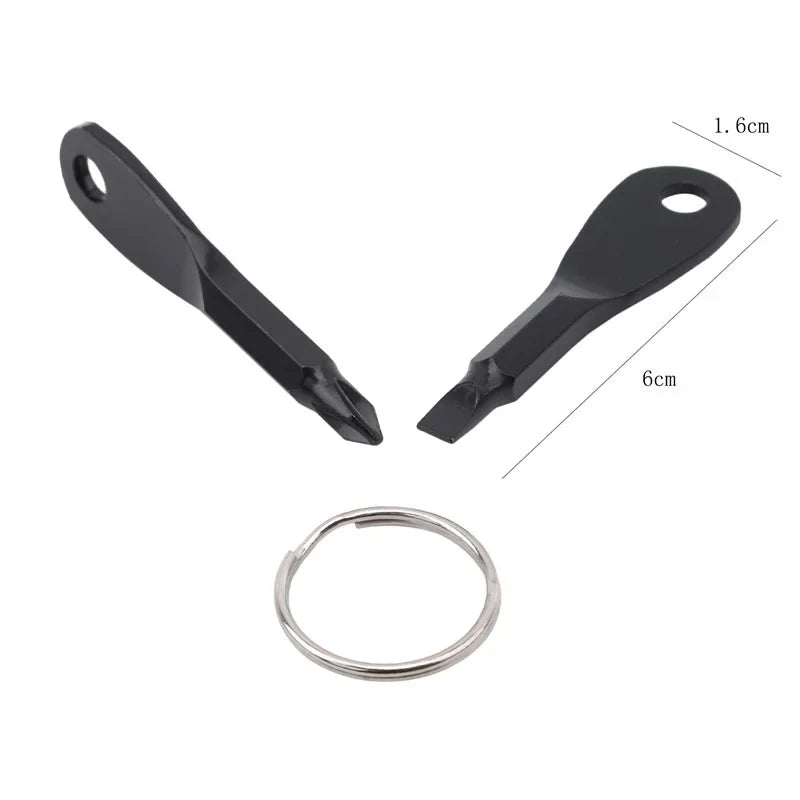 2Pcs Mini Keychain Screwdriver Set Cross Flat Head Stainless Steel Carabiner EDC Multi-tool Camping Tool