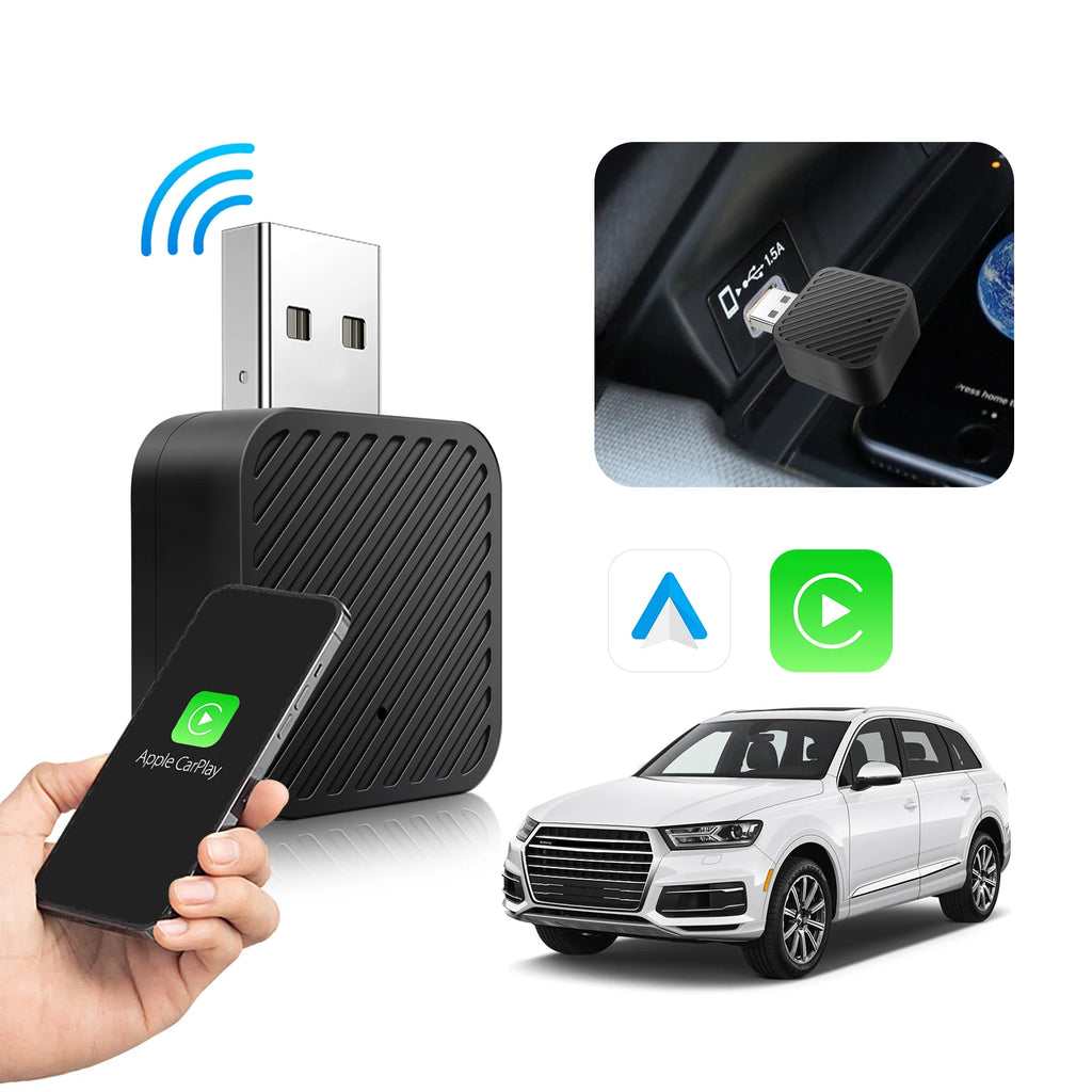 Android Smart Dongle for Almost All Kinds of Factory Wired Car, Wireless CarPlay Android Auto Adapter 2 in 1