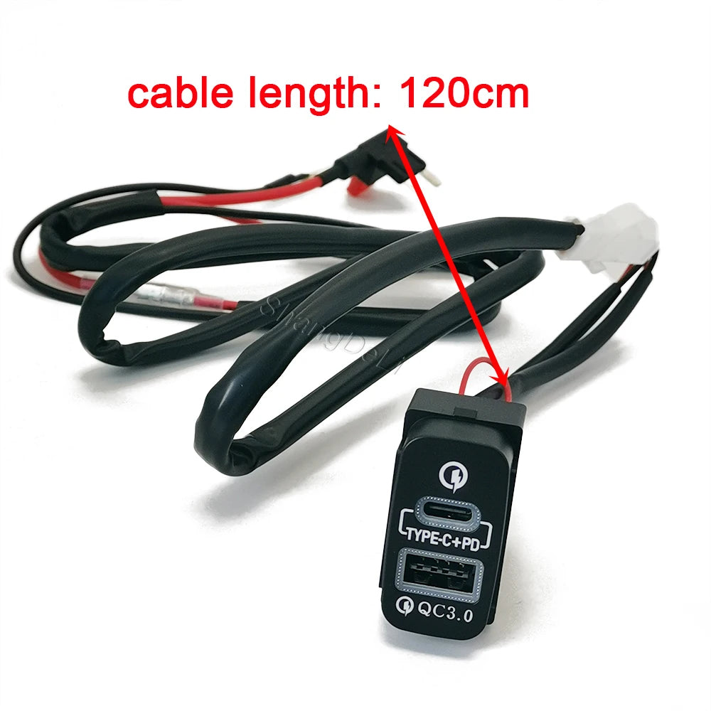 Car Red Light Dual USB TYPE-C PD Charger Adapter Phone Charger For Mitsubishi Outlander Lancer Pajero V73 V93 V97 Accessories