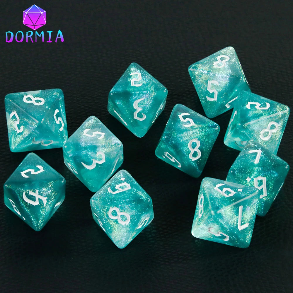 D8 Mixed Colours Polyhedral Dice 8 Sided Amazing Glitter Dice for DND Roleplay Game Math Teaching Playing Tabletop Games