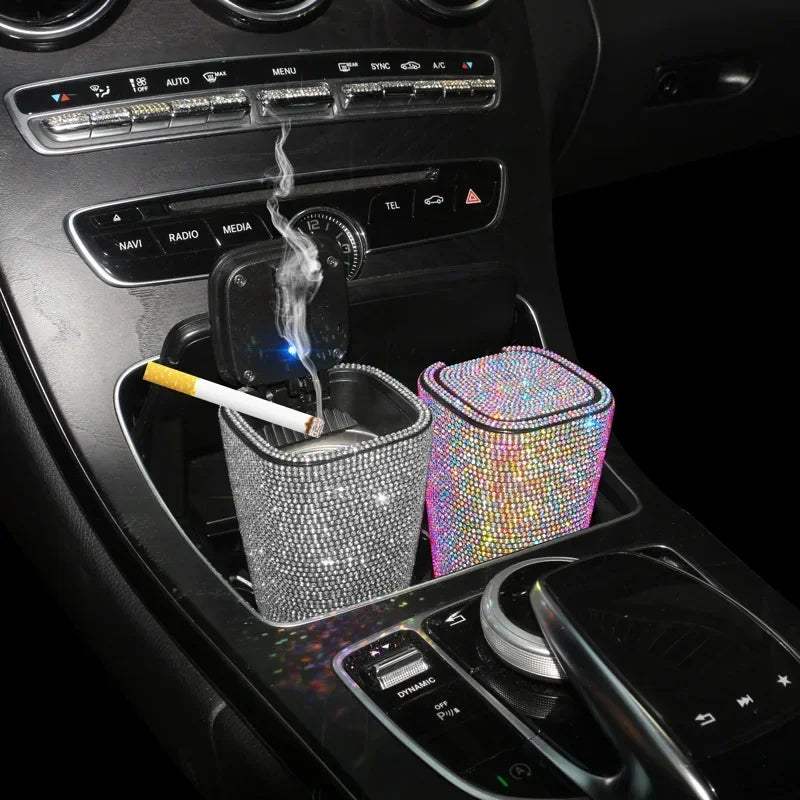 Smokeless Car Ashtray Flame Retardant Auto Parts Car Portable Belt Mini Car Trash Can For Car Cup Holder Home Office And Travel