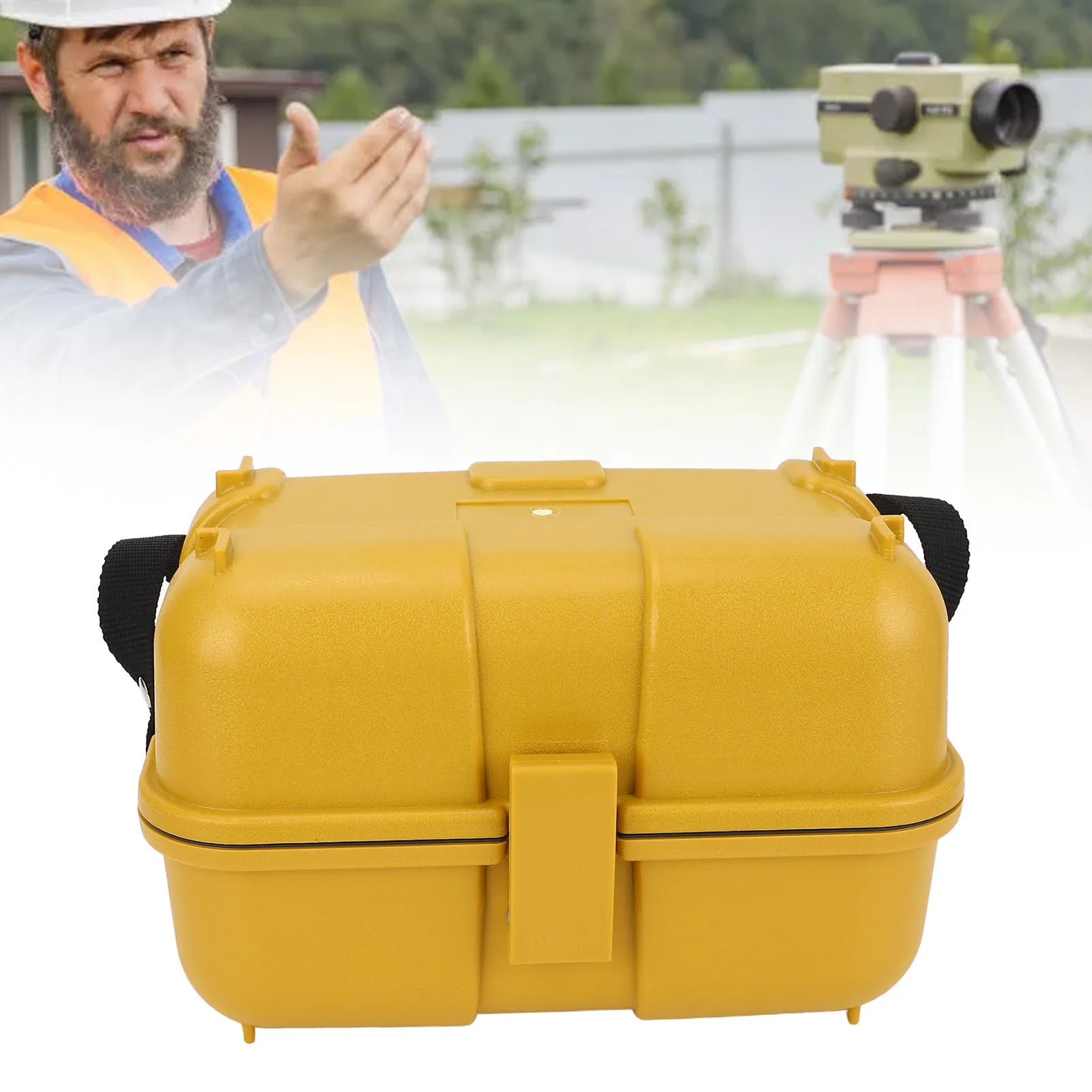 Leveling Instrument Case Single Lock Plastic Total Station Level Storage Box for Surveying Equipment Yellow Level Storage Case