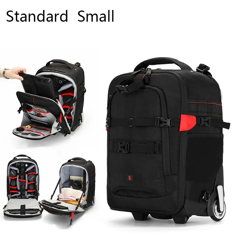 Trolley Photography Backpack Professional Camera Bag Trolley Travel Suitcase Video Photo Digital Camera Luggage Trolley Backpack