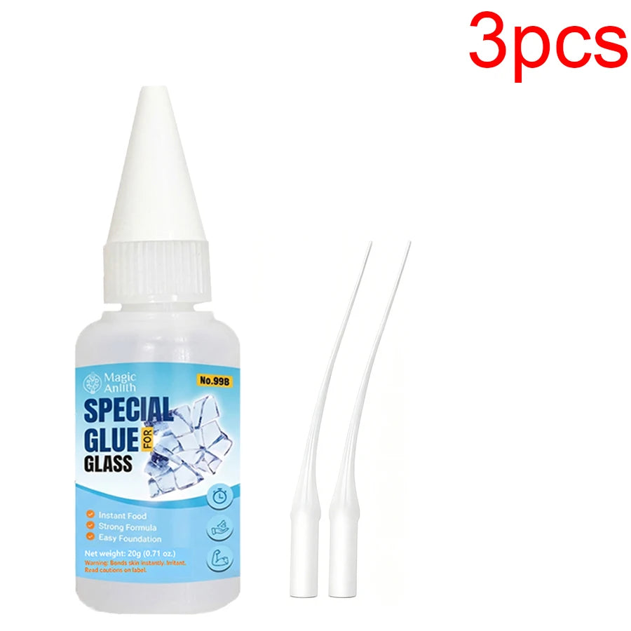1/3/6Pcs Strong Clear Glass Glue 20g, Instant Bonding Adhesive for Cups, Vases & Crafts, Crystal Clear Traceless Repair Glue
