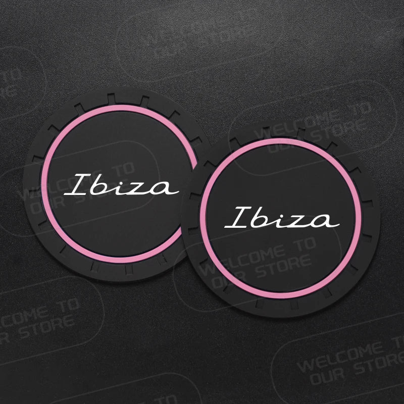 Car Silicone Coaster For Ibiza LOGO 6L MK4 FR Line TSI TDI 2Pcs Anti-Slip Water Cup Drink Mat Insert Coaster Pads Accessories
