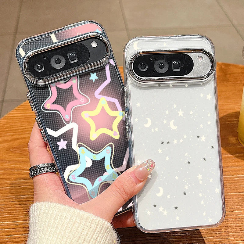 Stars Pattern Clear TPU Phone Case For Google Pixel 10 9 8 7 Pro Pixel 9 10 Pro XL 7A 8A 9A Shockproof Soft Silicone Back Cover