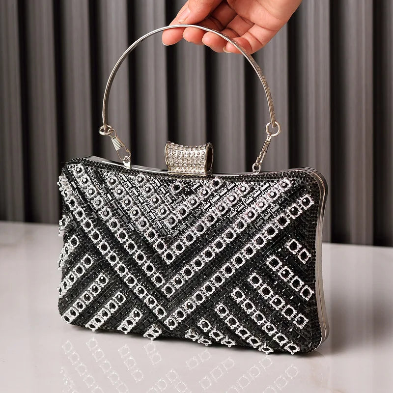 2025 new diamond-encrusted dinner bag colorful high-end banquet bag fashionable rhinestone bag