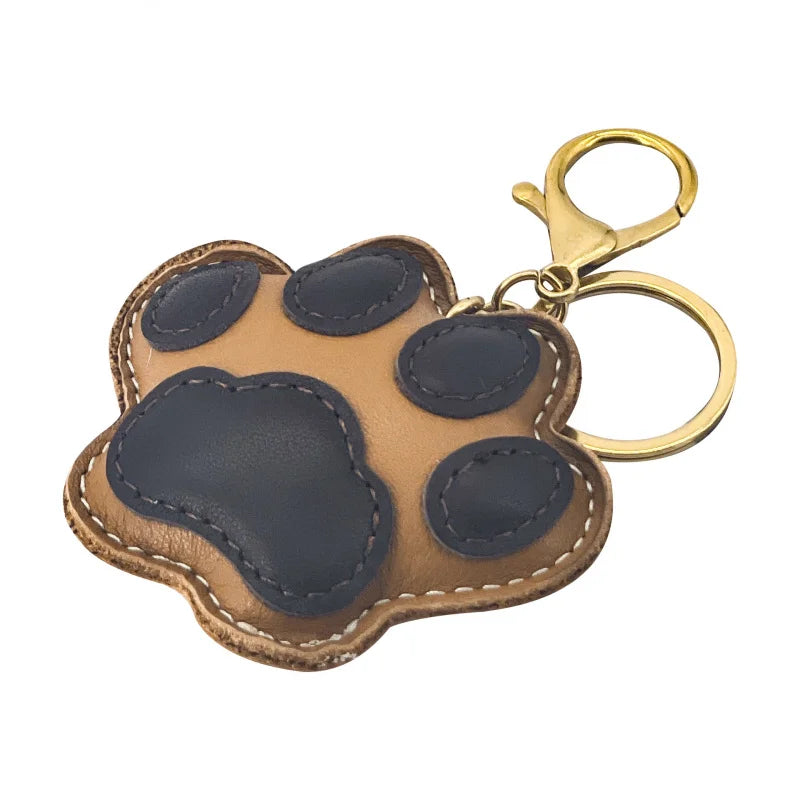 New Cute Cat Paw Key Ring Cow Leather Handbag Pendant Trendy Luggage Bag Accessories cat Footprint For Women and Men