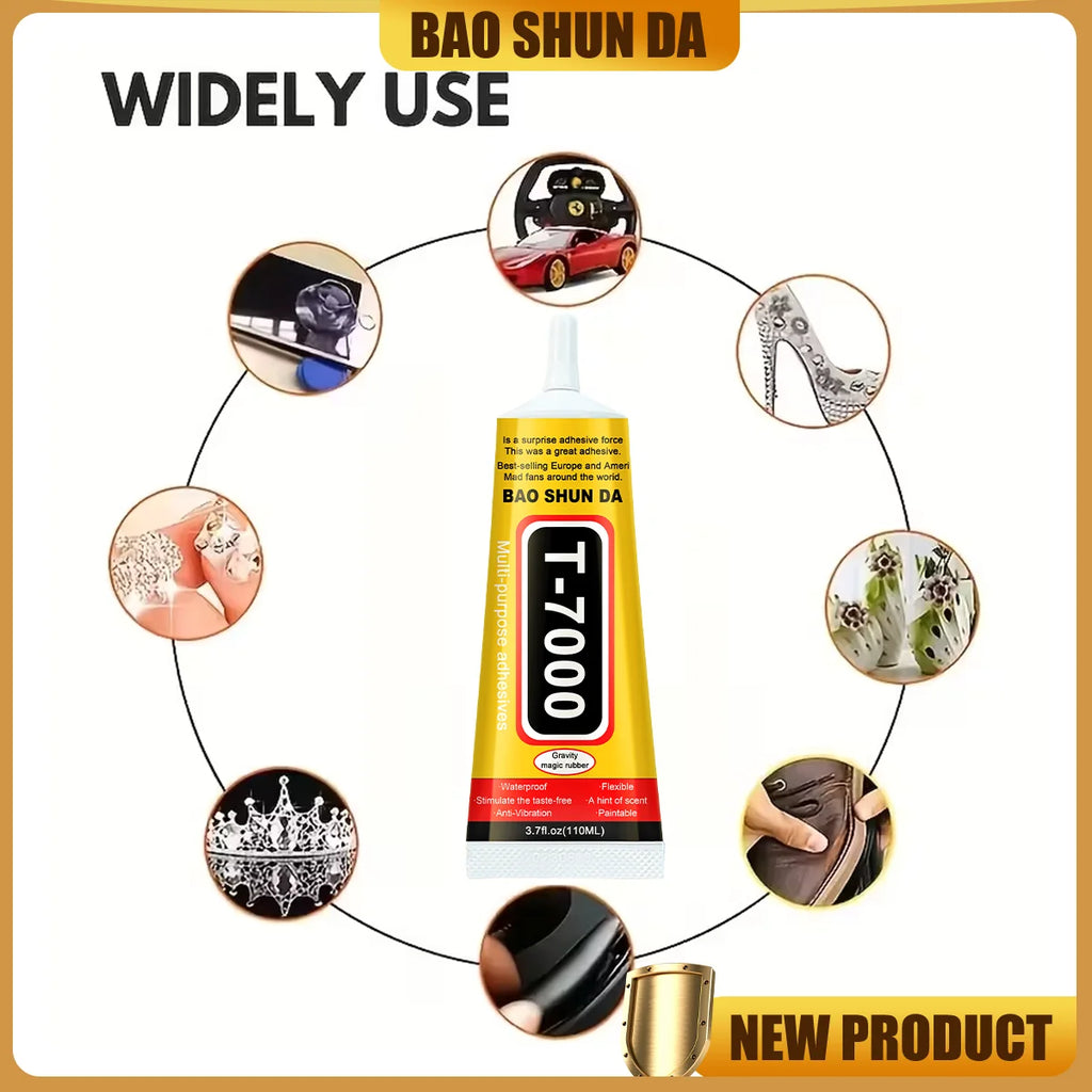T-7000 - Black Strong Adhesive, High Performance Waterproof Adhesive for Precision Maintenance, Ideal for Phones, Electronics, Jewelry and Electronics, DIY Manufacturing.