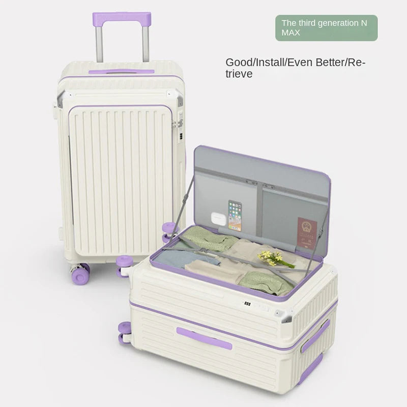 Five Wheels Suitcase 20-28 inch Side-Opening Expandable Deep Compartment Luggage Front Opening Large Capacity Trolley Case