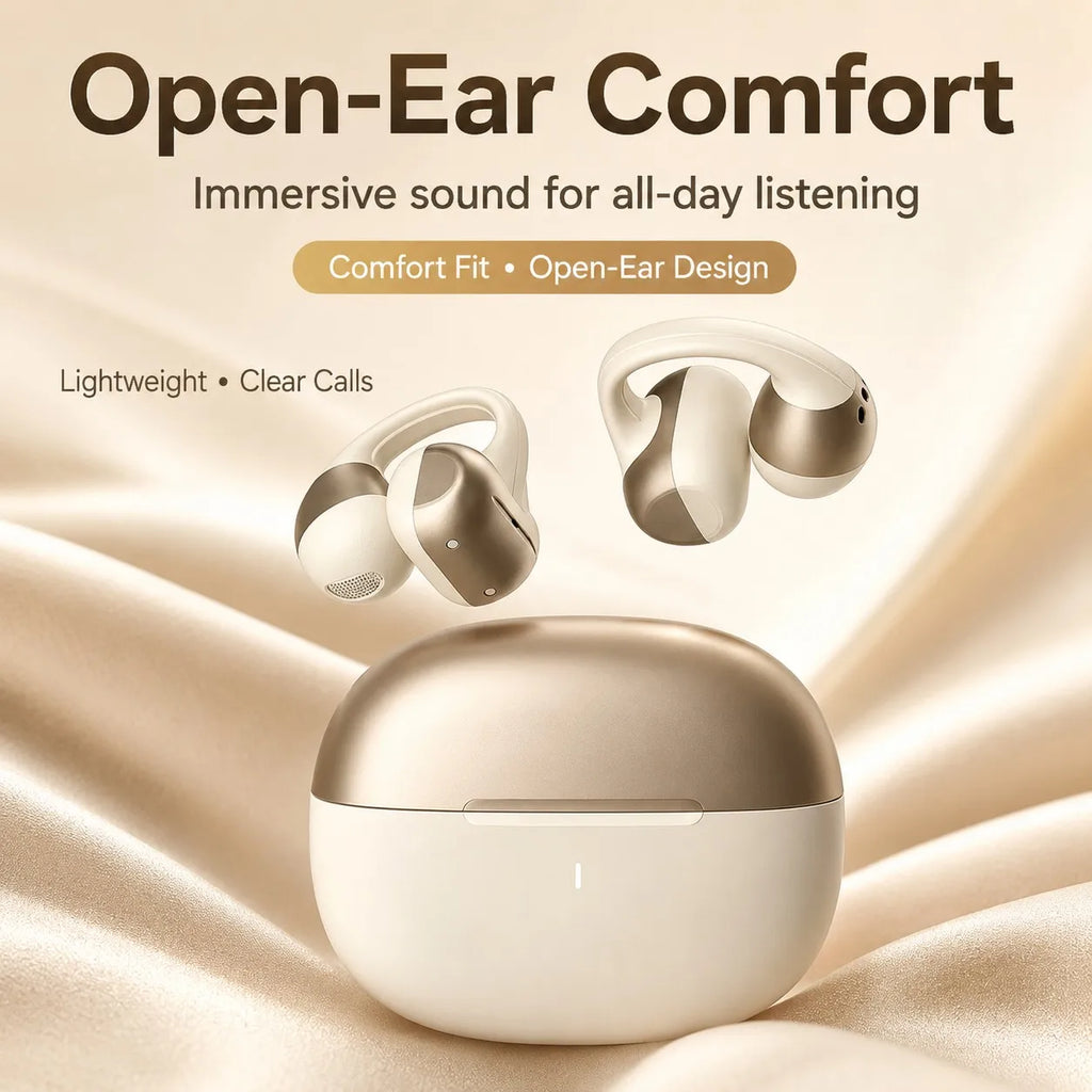 Open Ear Clip Earbuds Bluetooth 5.4 Wireless Headphones 5H Playtime 5g Lightweight for Sports Cycling Commute