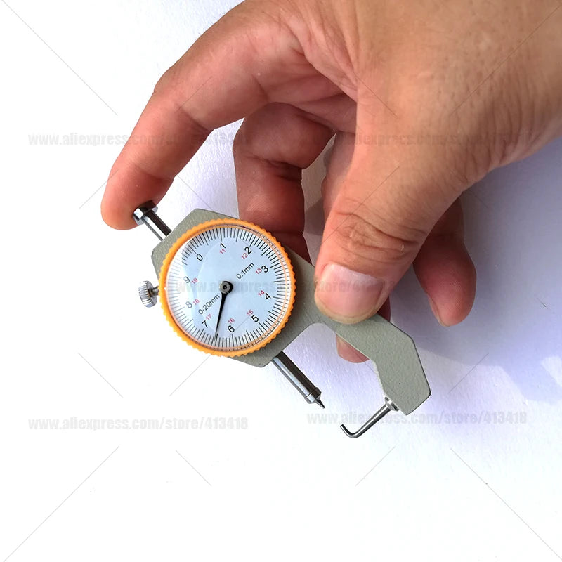 0-10mm0-20mm 0.1mm Resolution Dial Thickness Gauge Leather Flim Paper Jewelry Tube Curved Tip Metal Handheld Meter Tester