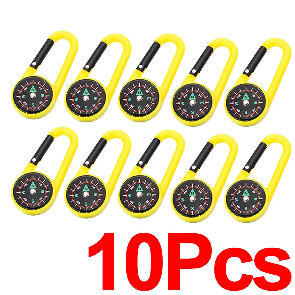 Outdoor Compass Carabiner Mini Camping Keychain Mountaineering Hiking Backpack Buckle with Compass Survival Children Gifts