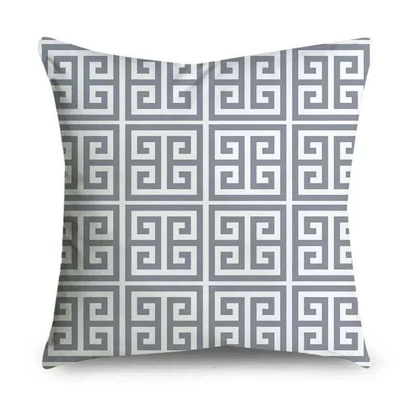Gray Striped Geometric Double-sided Printed pillow cover Short plush Suitable living rooms bedrooms sofas throw cushion cover