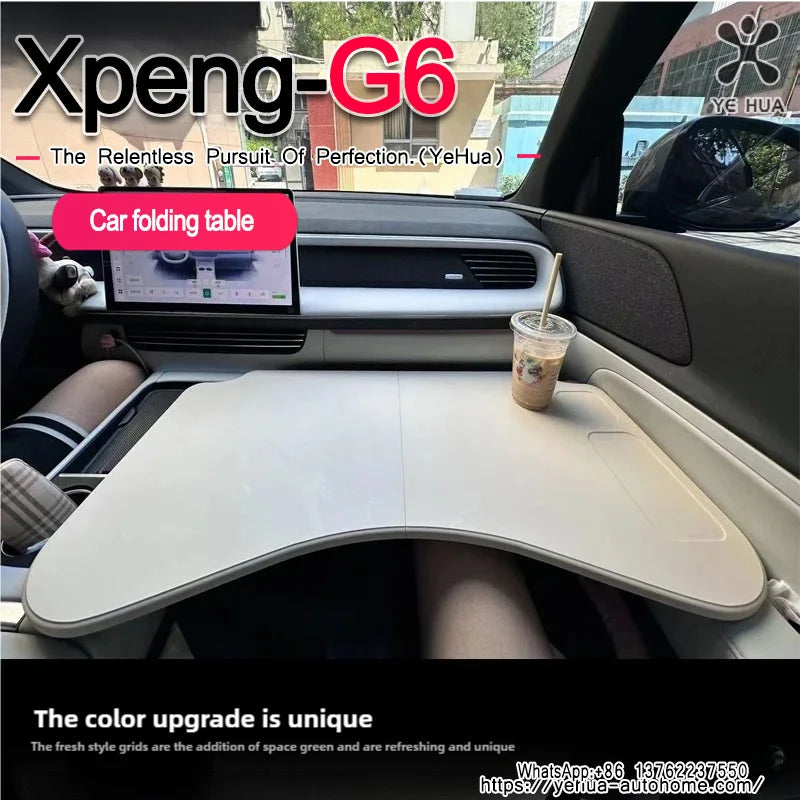 Folding Table For Xpeng G6 2023-2025 Multifunctional Laptop Notebook Desk Food Tray Car Drink Holder Tray Table