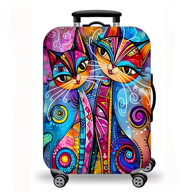Luggage Cover, Cute Cat Print Stretch Suitcase Protector for Travel, 16 Styles Oil Painting Cat Design