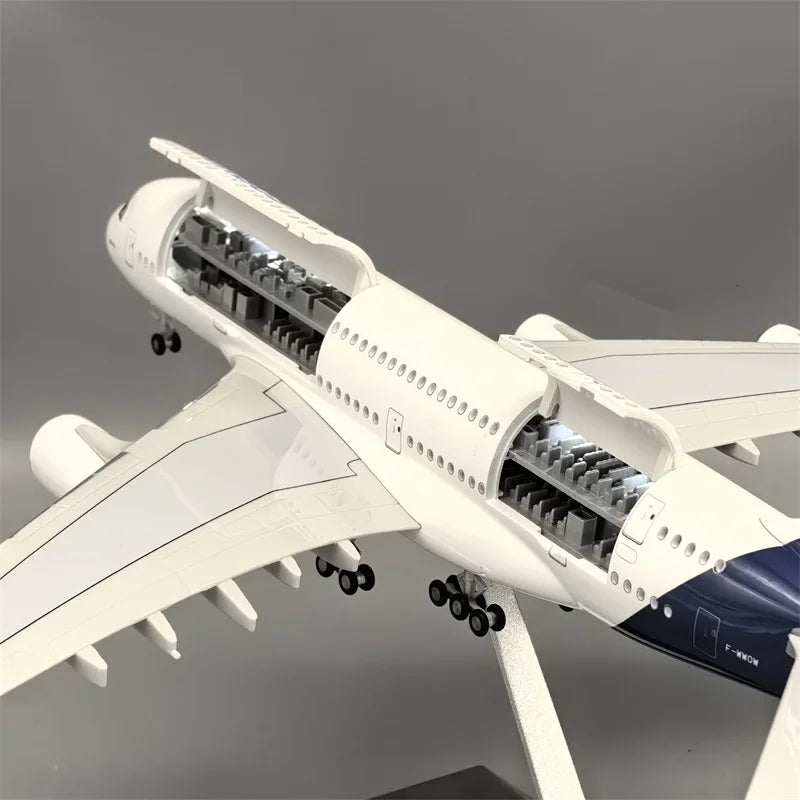 New Type Diecast Model A380 Prototype Resin Openable Cabin Door Airplane With Light Airline Collection Decoration Display Gifts