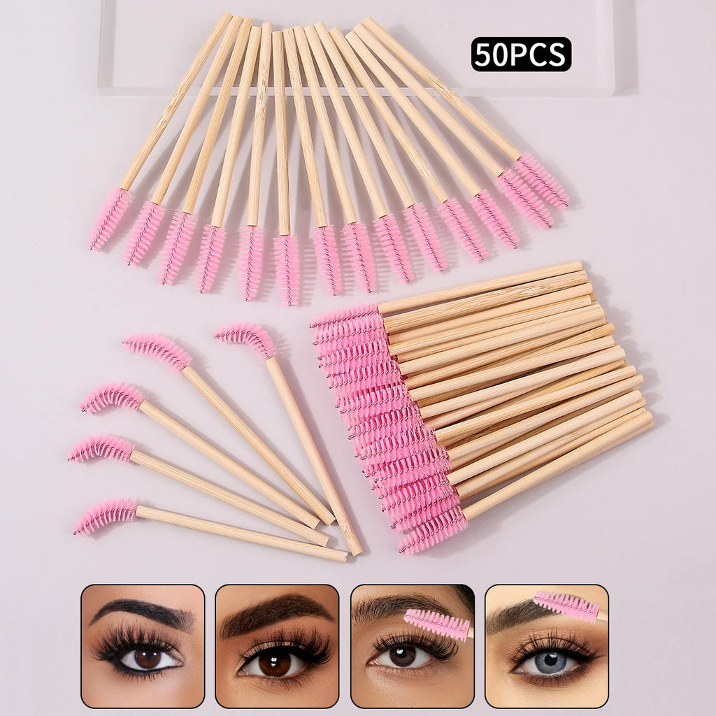 50pcs Reusable Crystal Rod Eyelash Brush Eyelash Comb Eyebrow Comb Eyelash Curl Spiral Multi Purpose Portable Makeup Brush