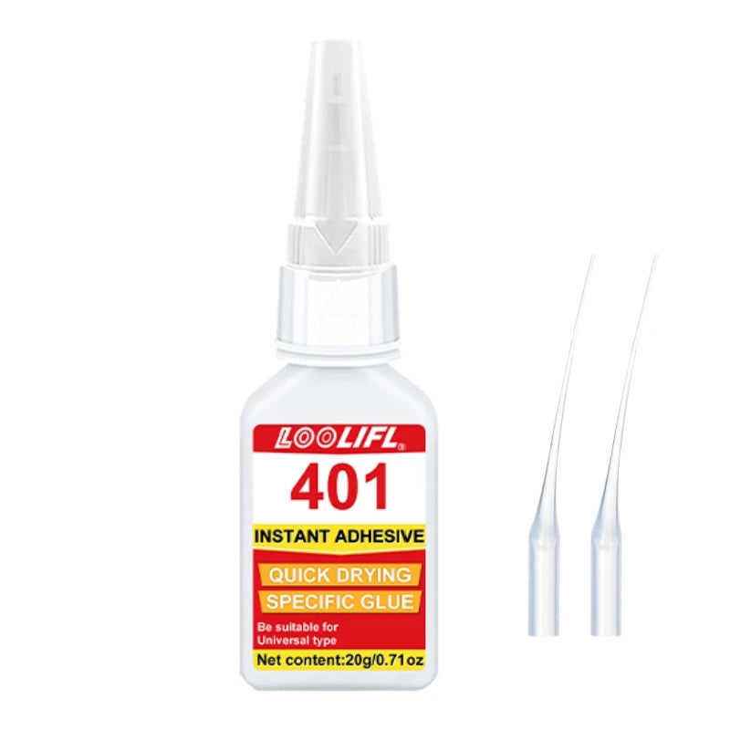 20g 401 Instant Super Glue Quick Dry, Universal Strong Bond Adhesive with Precision Tips for Multi-material Repair