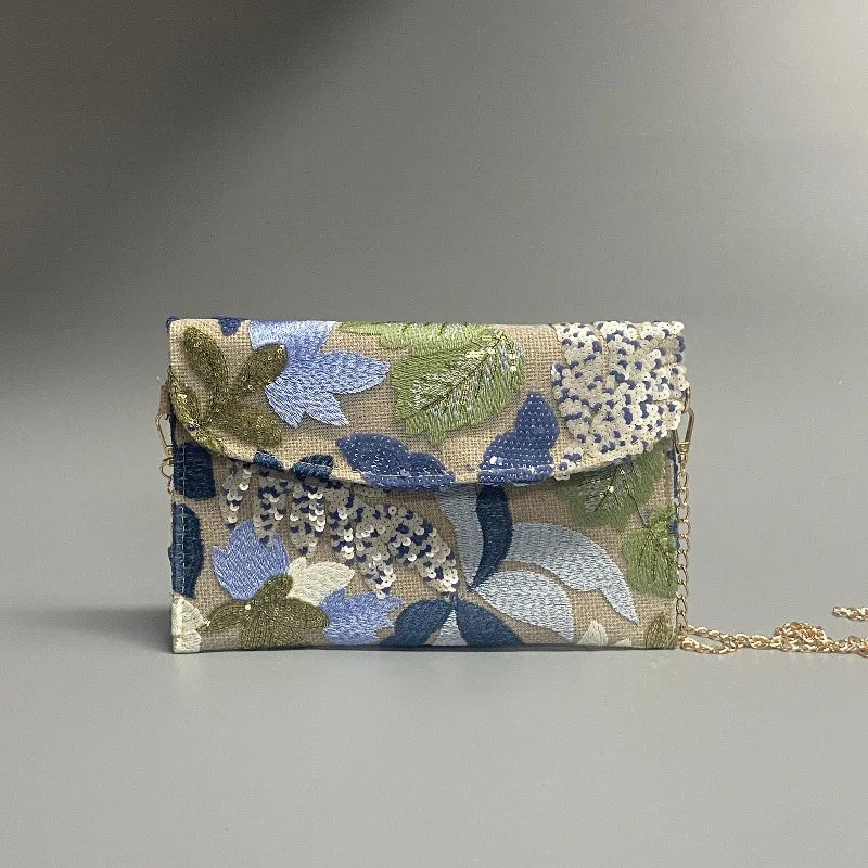 XMESSUN New Sequined Embroidery Envelope Clutch Bags for Women,Fashion Design Europe and America Casual Shoulder Bag Pouch Bag
