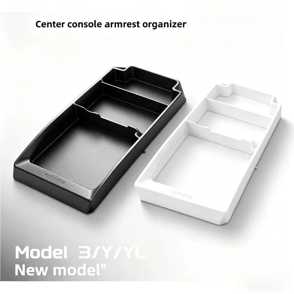 For Tesla New Model 3 Highland / Model Y /YL Center Console Armrest Storage Tray Organizer Box ABS Interior Accessories