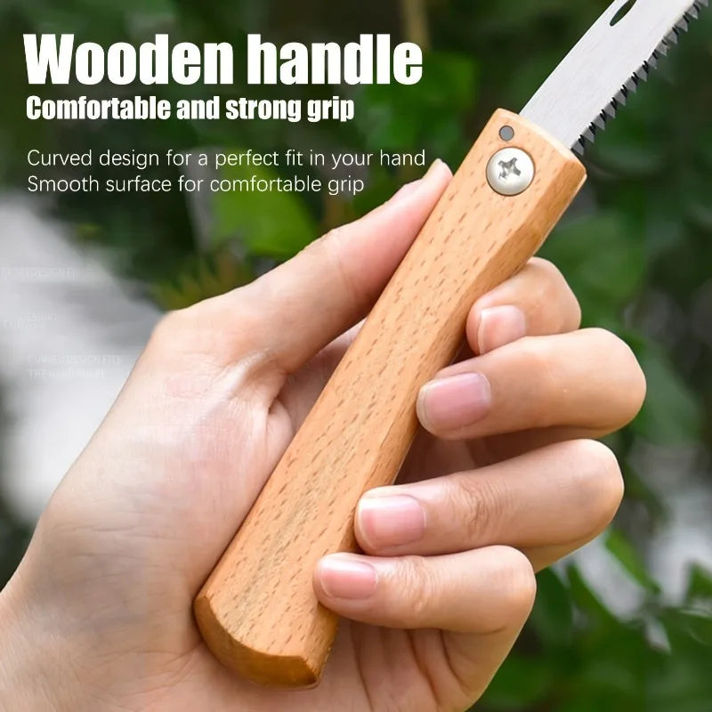 Mini Folding Manual Saw Non-slip Wooden Handle Pull Foldable Saw Flush Cut Trim Saw for Handsaw Woodworking Plastic Cutting Tool