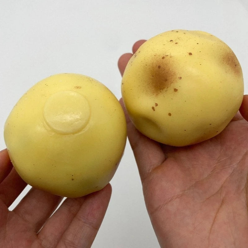 ASMR Crunchy Potato Squishy Stress Ball, Handmade Round Bead Filled Squeeze Fidget Toy, Anxiety Sensory Relief Toy for Adults