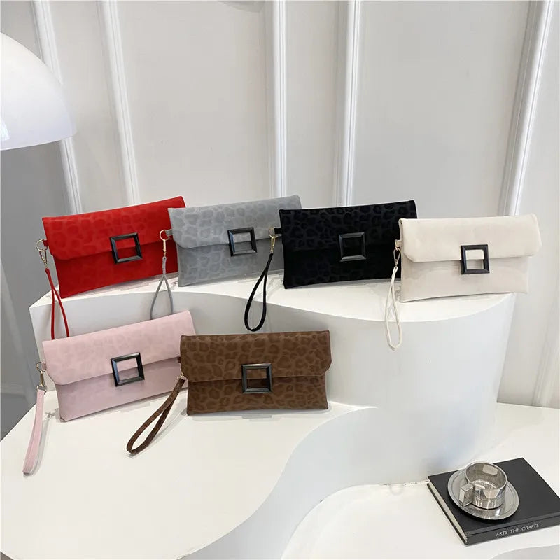 New Fashion Leopard Print Clutch Bag for Women Casual Chic Ladies Handbag Retro Trendy Envelope Bag Female Square Bag Purses