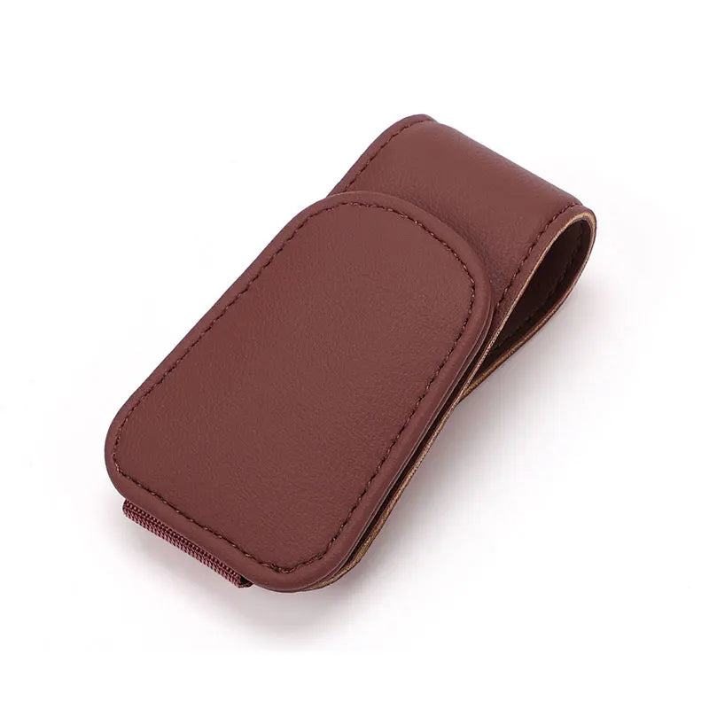 JFBONIN Universal Car Auto Sun Visor Eyeglass Hanger Clip Leather Glasses Holder Magnetic Multi-Function Automobile Accessories