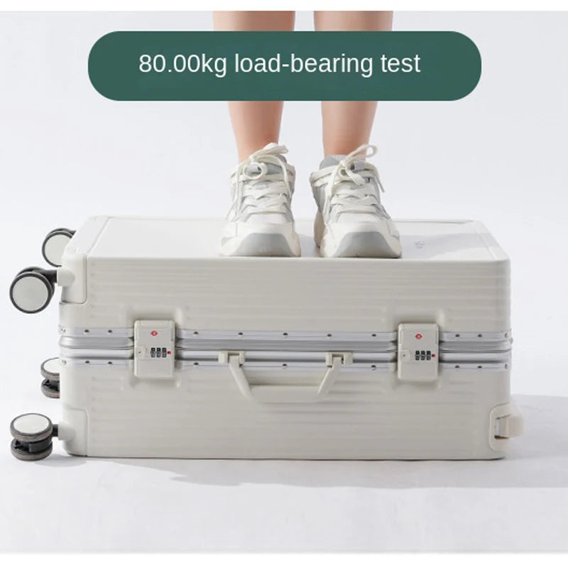 Wide Tie Rod Luggage Aluminum Frame with Durable PC Trolley Case 30 inch Multifunctional Suitcase with Large Capacity