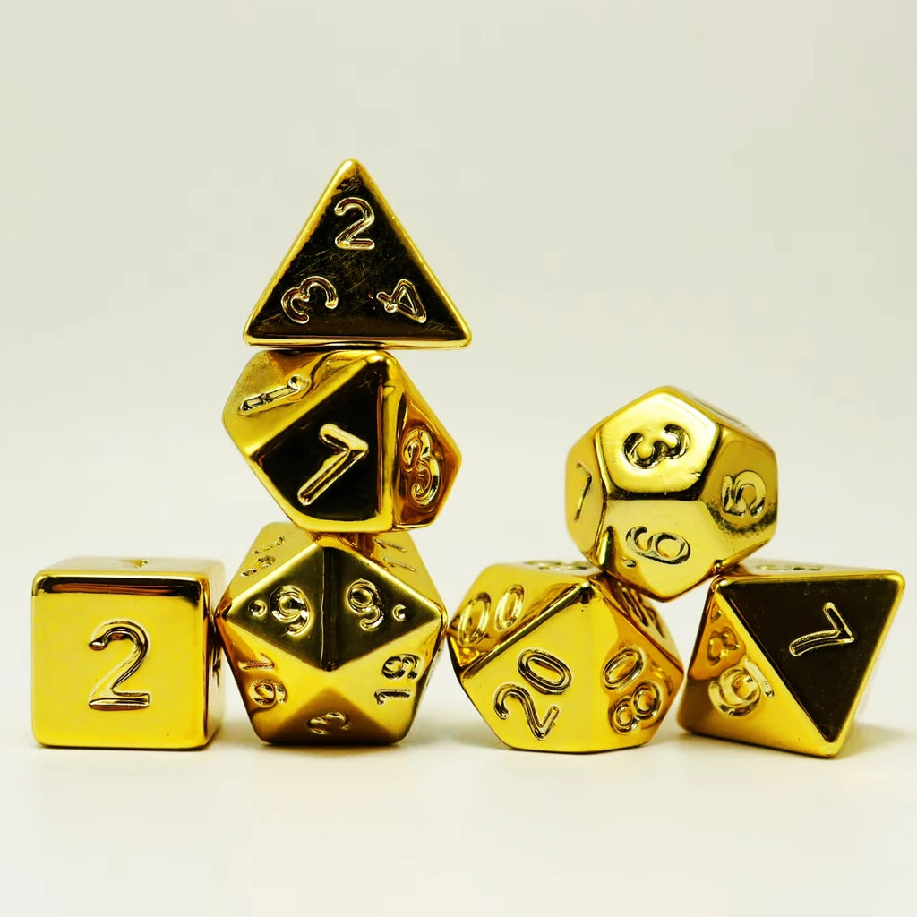 7pcs electroplated gold set, the overall electroplating is very cool, game accessories dice, polyhedral dice, board game supplie