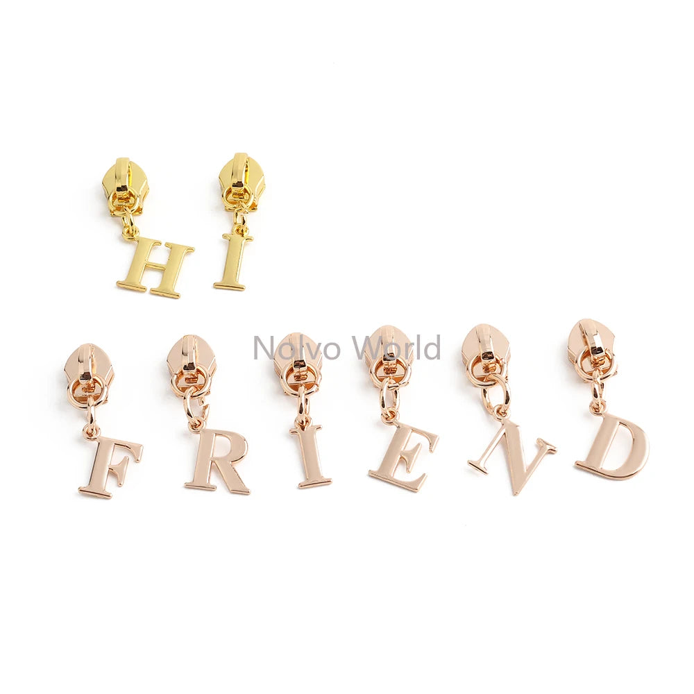 20/50PCS 5# Nylon A-Z English Initial Letter Zipper Puller Slider For Create Personal Logo Bag Purse Trinkets Gift Accessories