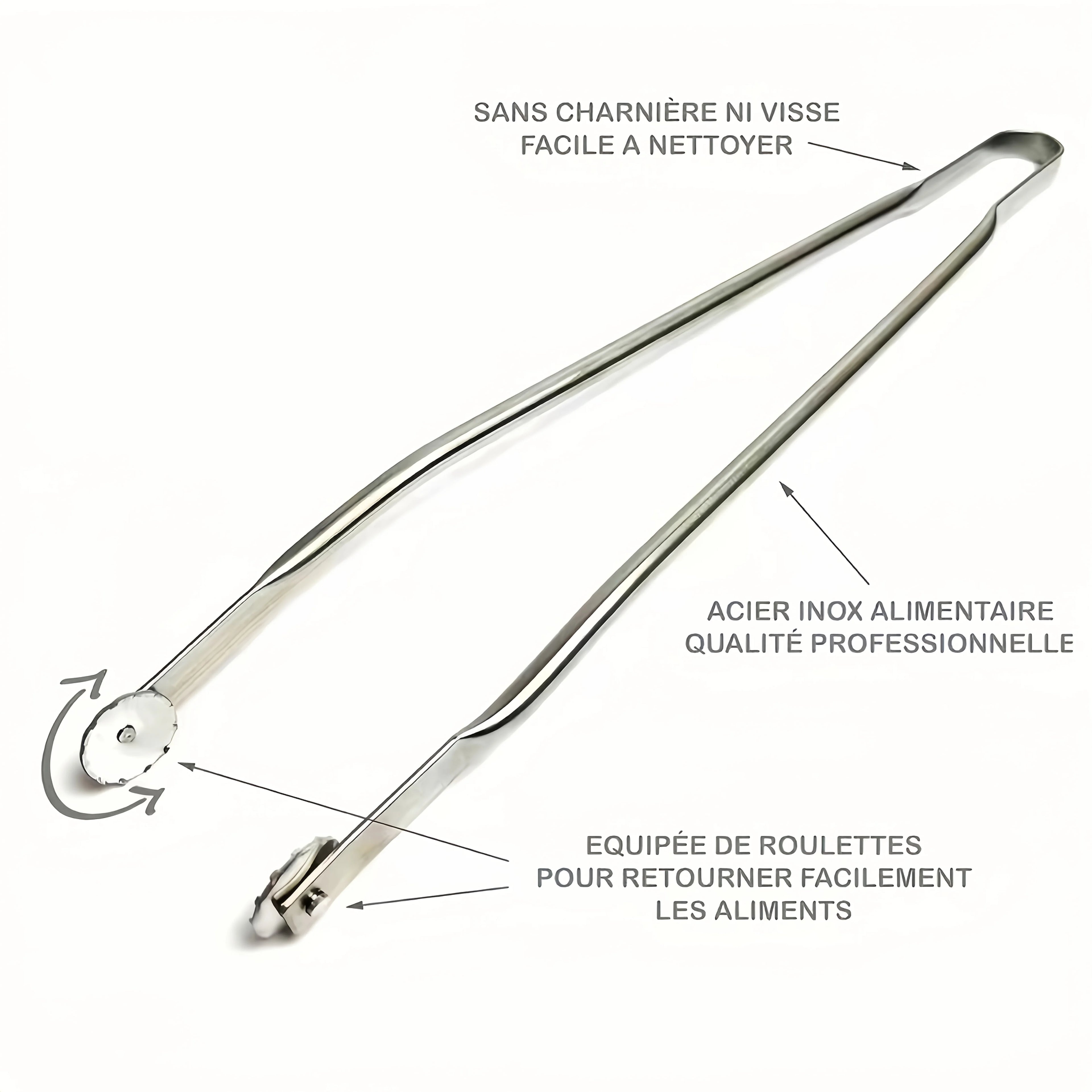 New 304 Stainless Steel Sausage Turning Grill Tongs for Bacon Steak Meat 30/40/50cm ExtraLong Grill Tong kitchen Accessories