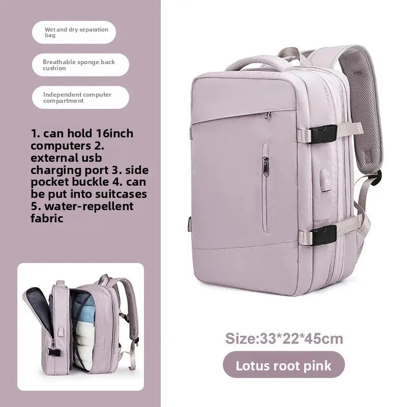 Large Capacity Expandable Travel Backpack Double Shoulder Bag for Business Trips Mountaineering And Computer Carrying