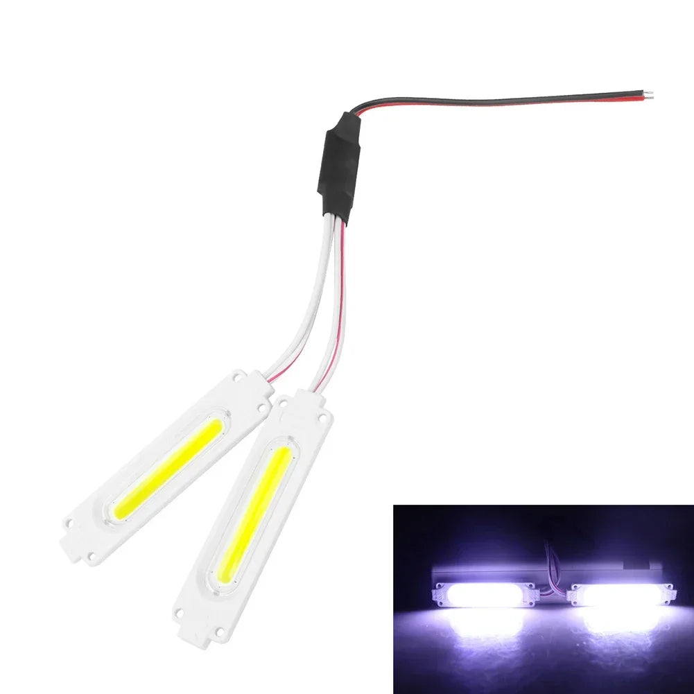 2pcs 12V LED Red Blue Strobe Lights Vehicle Warning Flash Lamp For Car Moto Bike Grille Decor Atmosphere Lighting