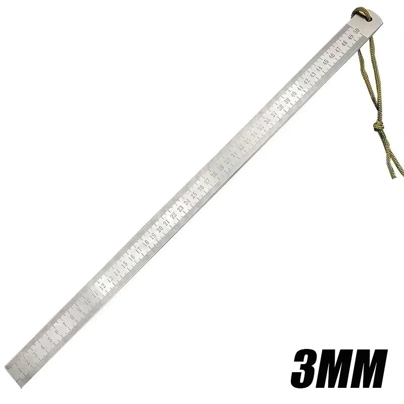 20 Inch Dual-Scale Stainless Steel Ruler Durable Thickened Quenched Steel with Random Lanyard Style Drawing & Measuring Tool