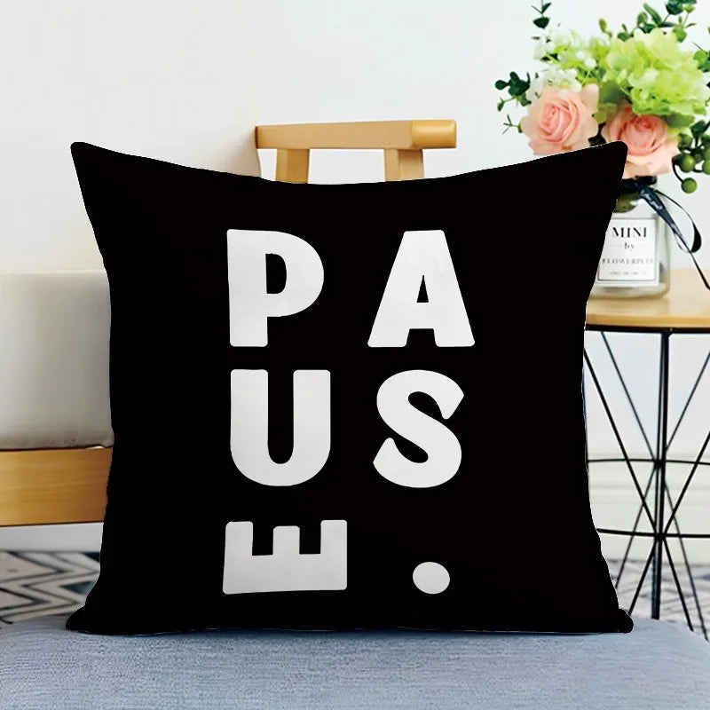 Black and White Ins Style Double-sided Printed pillow cover Short plush Suitable living rooms bedrooms sofas throw cushion cover