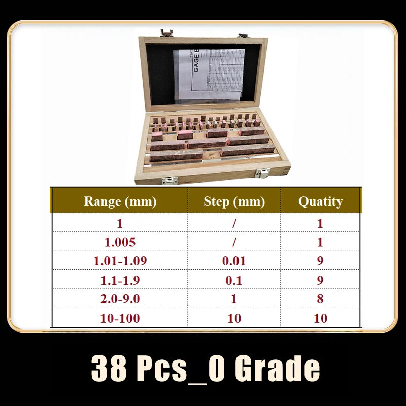 6-47Pcs/Set High Precision HSS Gauge Block Set, Metric/Inch Calibration Block Gage, Grade 0/1 with Certificate, Customizable