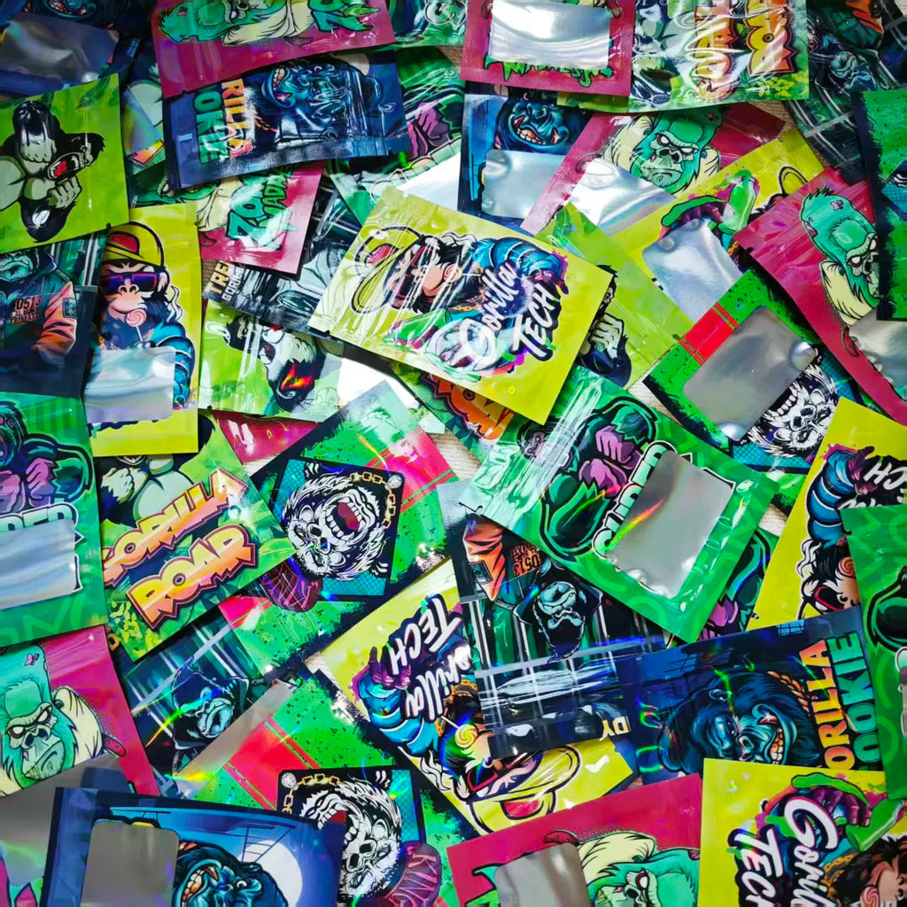 100Pcs 2.76*3.54inch New Pattern Resealable Zip Lock Mini Mylar Bag Candy Gummies Packaging Pouch Smell Proof Zipper Pouches