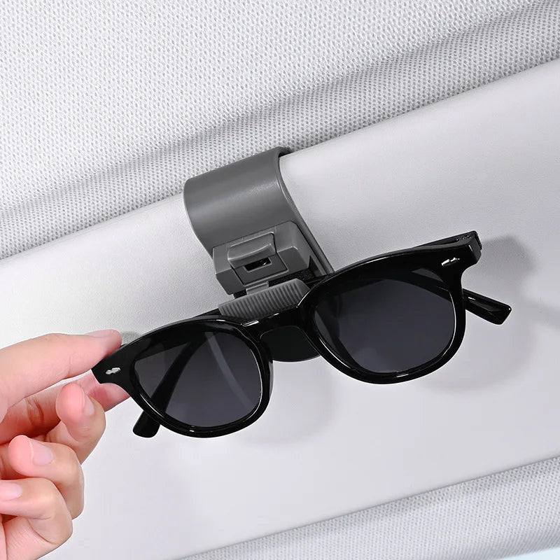 Multifunctional Car Sunglasse Clip Leather Sun Visor Organizer Auto Glasses Ticket Card Holder Universal Car Interior Accessorie